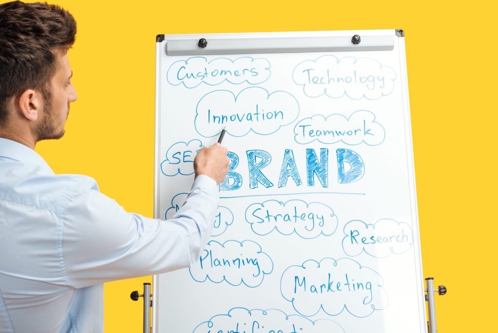 Marketing professional works to figure out the best branding strategy